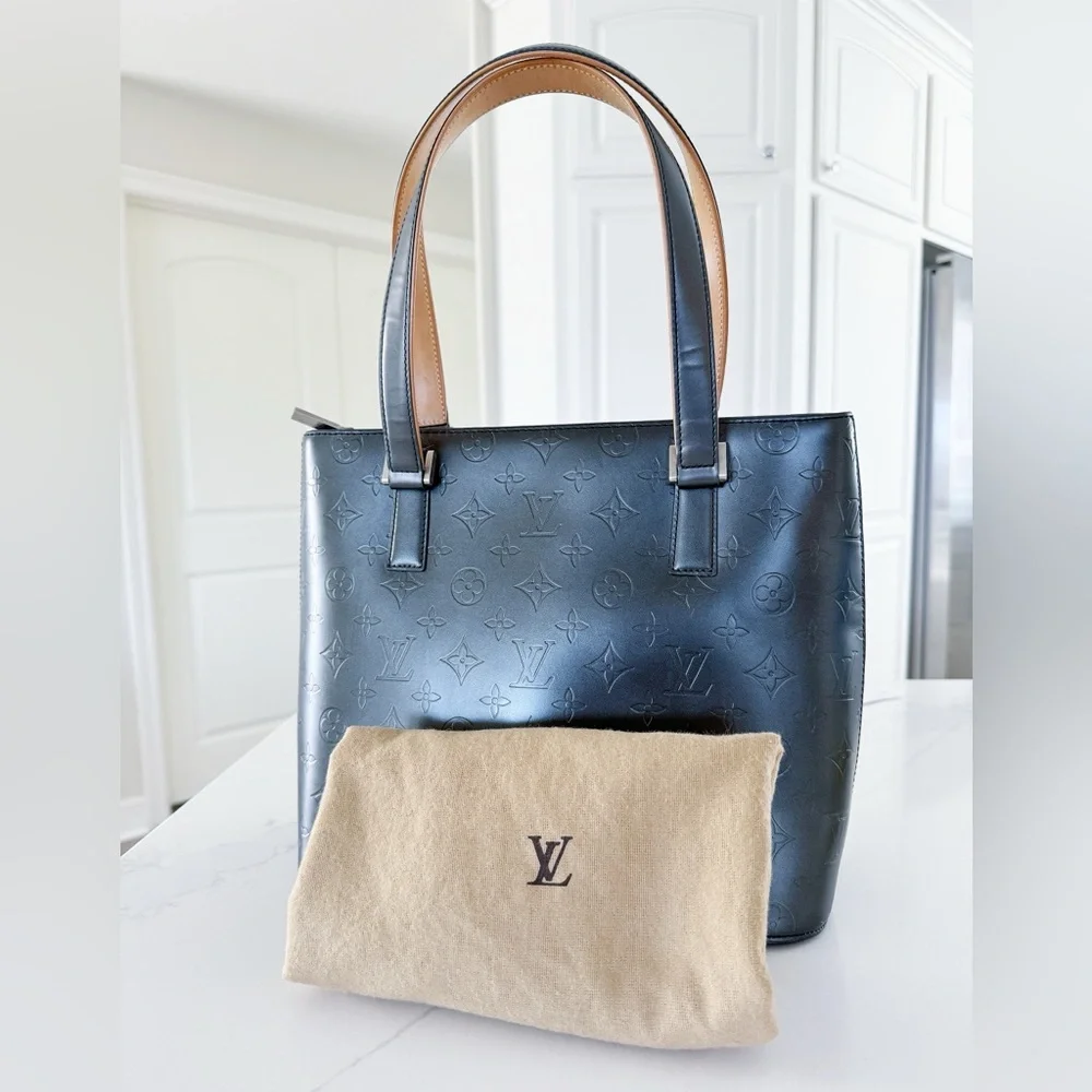 Dark Gray Louis Vuitton Monogram Mat Stockton Tote Bag